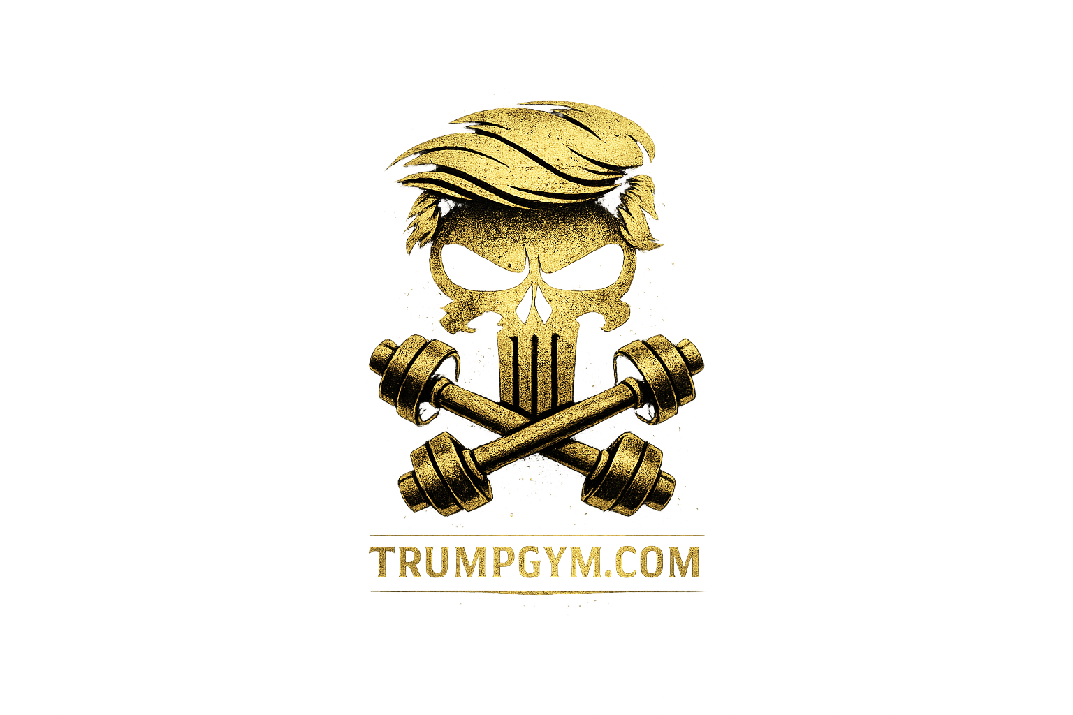 TrumpGym gold skull dumbbell logo